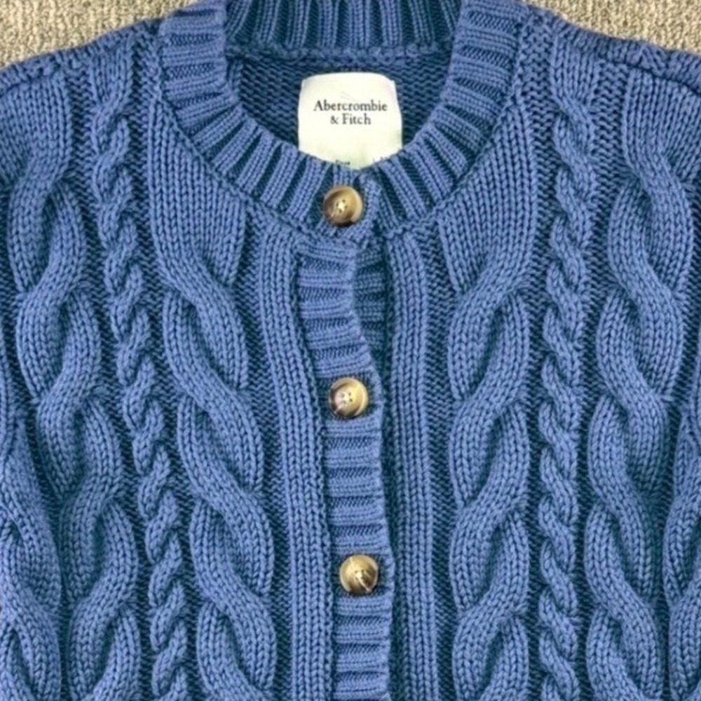 Abercrombie & Fitch Blue Cable Knit Button Cardigan